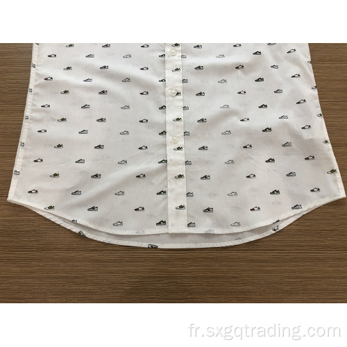 Chemise à manches courtes imprimée 100% coton pour homme